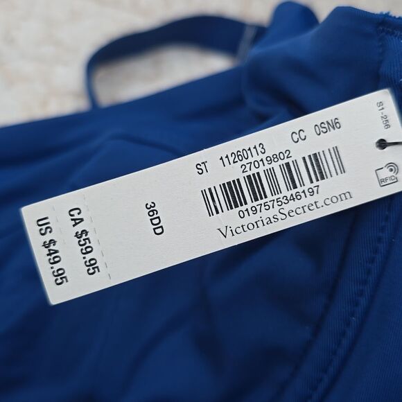 1204 NWT Essential Full-Coverage Bikini Top Sz 36DD Precious Sapphire - Picture 4 of 5